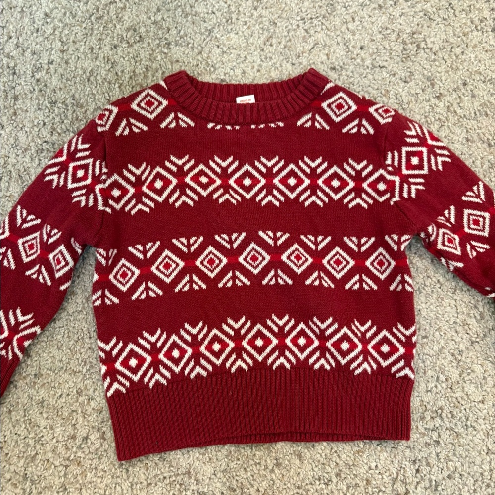 Cat & Jack Baby Boy Sweater 12 Months Red White Winter Holiday